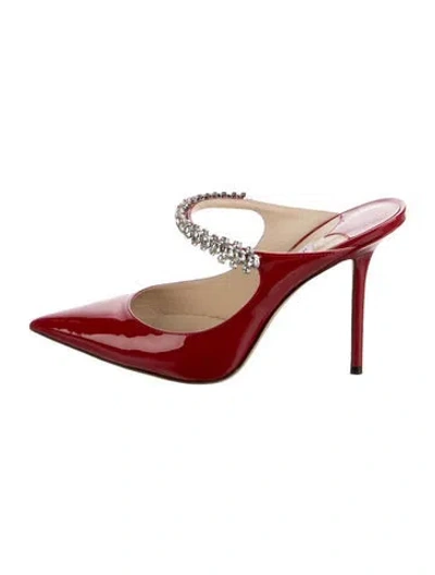 Pre-owned Jimmy Choo Patent Leather Crystal Embellishments Mules In Red