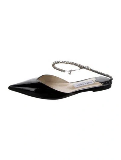 Pre-owned Jimmy Choo Patent Leather Crystal Embellishments Mules In Silver