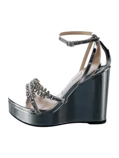 Pre-owned Jimmy Choo Patent Leather Crystal Embellishments Sandals In Multi