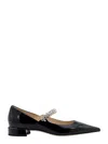 Jimmy Choo Black Ballet Flats With Crystals On Strap In Black