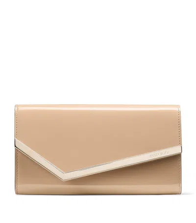 Jimmy Choo Patent Leather Emmie Clutch Bag In Neutral