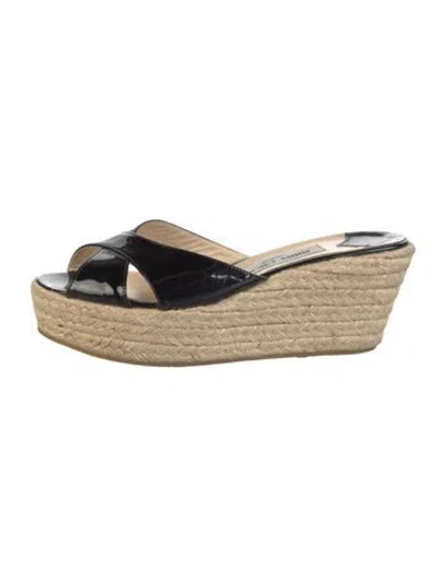 Pre-owned Jimmy Choo Patent Leather Espadrilles In Black