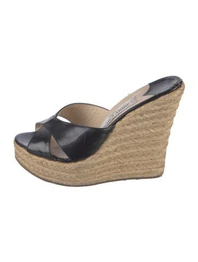 Pre-owned Jimmy Choo Patent Leather Espadrilles In Black