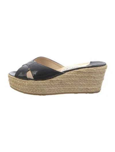 Pre-owned Jimmy Choo Patent Leather Espadrilles In Black