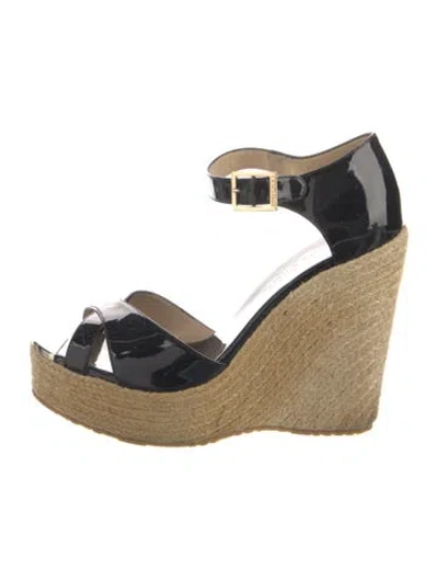 Pre-owned Jimmy Choo Patent Leather Espadrilles In Black