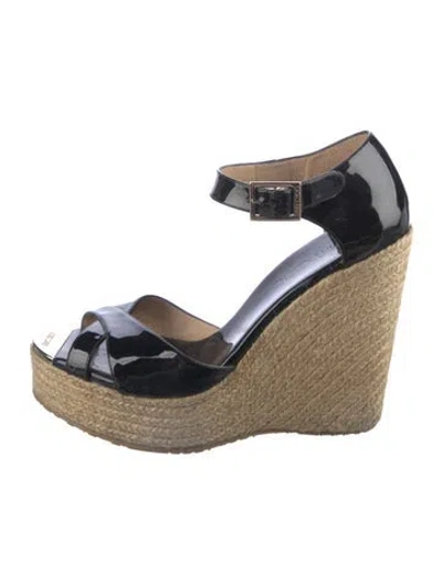 Pre-owned Jimmy Choo Patent Leather Espadrilles In Black