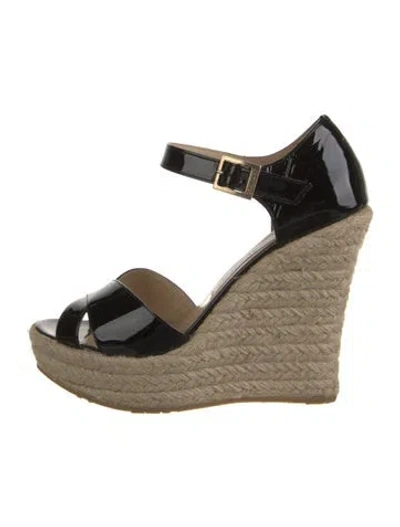Pre-owned Jimmy Choo Patent Leather Espadrilles In Black