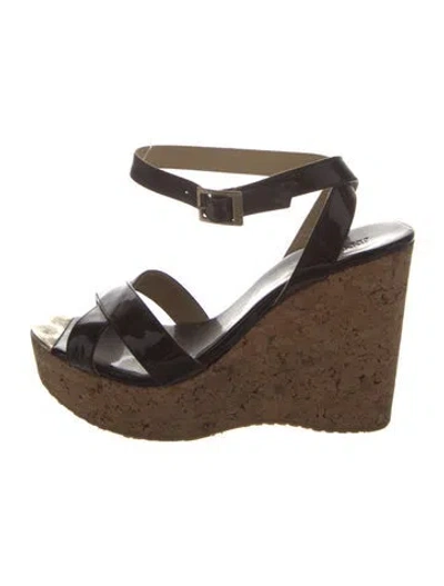 Pre-owned Jimmy Choo Patent Leather Espadrilles In Black