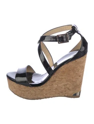 Pre-owned Jimmy Choo Patent Leather Espadrilles In Black