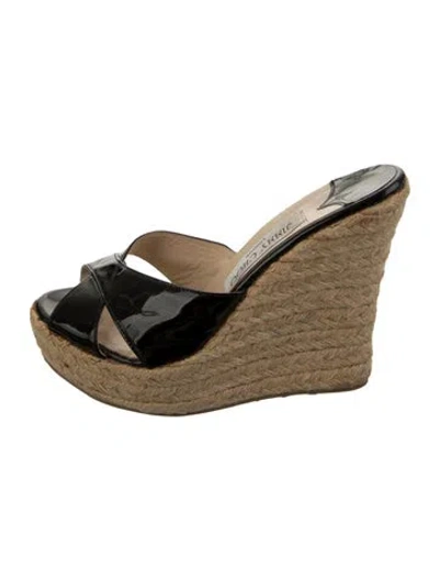 Pre-owned Jimmy Choo Patent Leather Espadrilles In Black