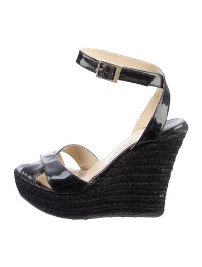 Pre-owned Jimmy Choo Patent Leather Espadrilles In Black