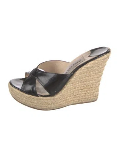 Pre-owned Jimmy Choo Patent Leather Espadrilles In Black