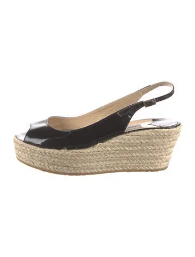 Pre-owned Jimmy Choo Patent Leather Espadrilles In Black
