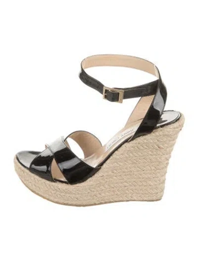 Pre-owned Jimmy Choo Patent Leather Espadrilles In Black
