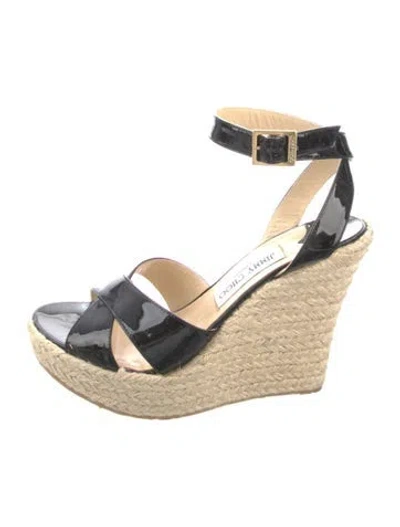 Pre-owned Jimmy Choo Patent Leather Espadrilles In Black