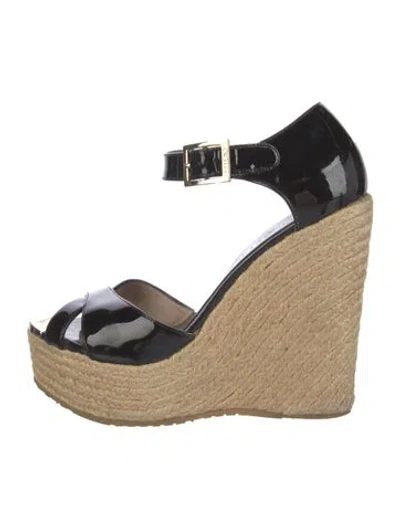 Pre-owned Jimmy Choo Patent Leather Espadrilles In Black