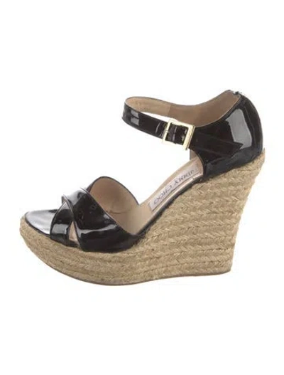 Pre-owned Jimmy Choo Patent Leather Espadrilles In Black