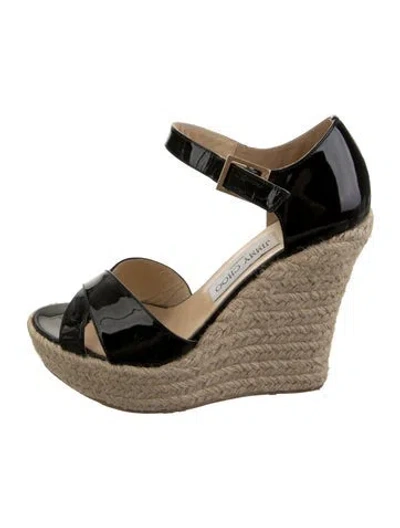 Pre-owned Jimmy Choo Patent Leather Espadrilles In Black