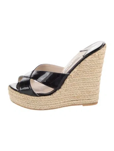 Pre-owned Jimmy Choo Patent Leather Espadrilles In Black