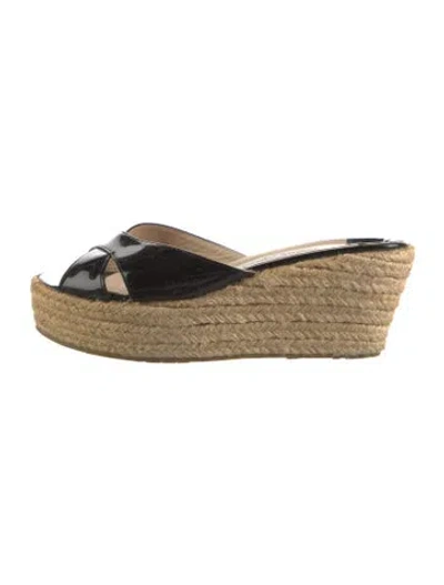 Pre-owned Jimmy Choo Patent Leather Espadrilles In Black/neutrals
