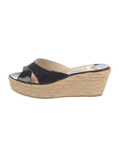 Pre-owned Jimmy Choo Patent Leather Espadrilles In Black/neutrals