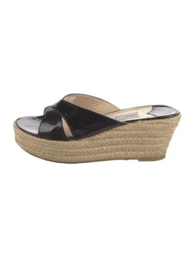 Pre-owned Jimmy Choo Patent Leather Espadrilles In Black/neutrals