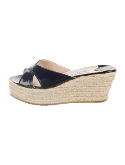 Pre-owned Jimmy Choo Patent Leather Espadrilles In Blue
