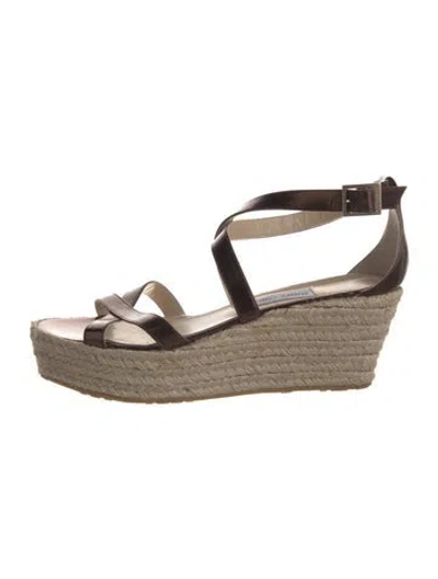 Pre-owned Jimmy Choo Patent Leather Espadrilles In Brown