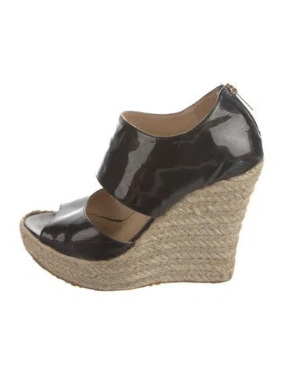 Pre-owned Jimmy Choo Patent Leather Espadrilles In Brown