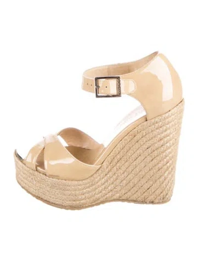 Pre-owned Jimmy Choo Patent Leather Espadrilles In Brown