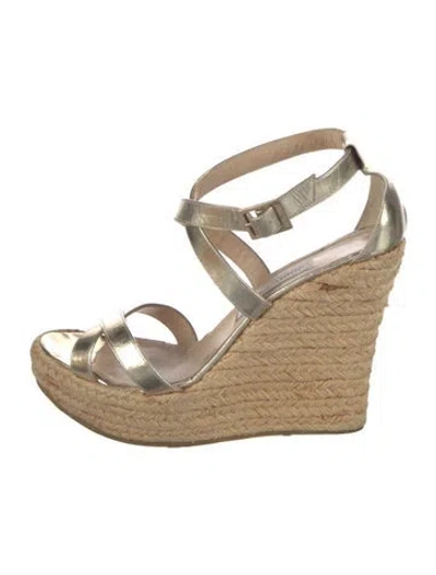 Pre-owned Jimmy Choo Patent Leather Espadrilles In Gold
