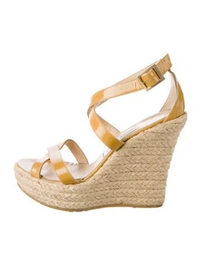 Pre-owned Jimmy Choo Patent Leather Espadrilles In Neutral