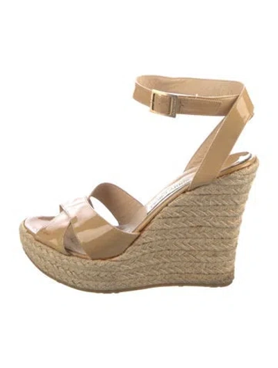 Pre-owned Jimmy Choo Patent Leather Espadrilles In Neutral