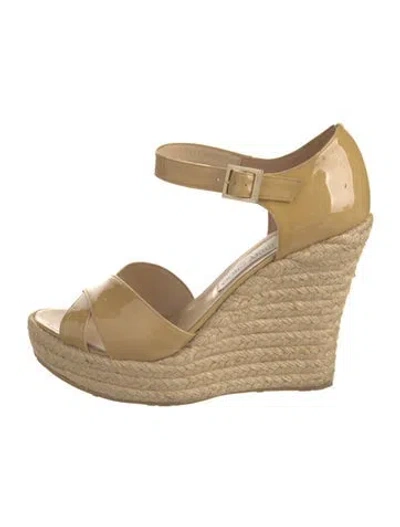 Pre-owned Jimmy Choo Patent Leather Espadrilles In Neutral