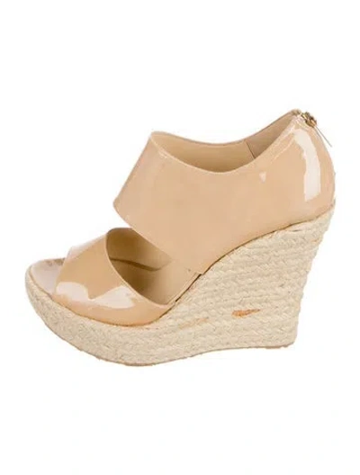 Pre-owned Jimmy Choo Patent Leather Espadrilles In Neutral