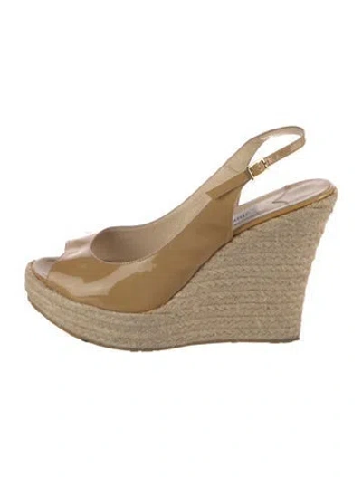 Pre-owned Jimmy Choo Patent Leather Espadrilles In Neutral