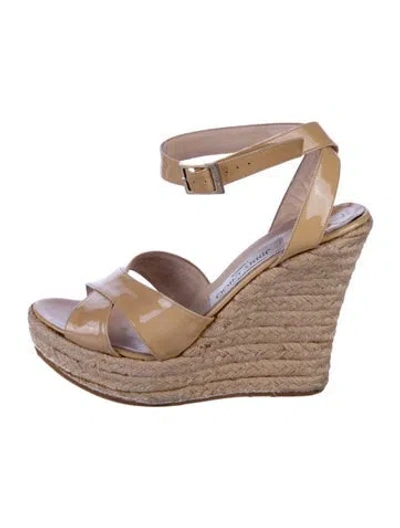 Pre-owned Jimmy Choo Patent Leather Espadrilles In Neutral