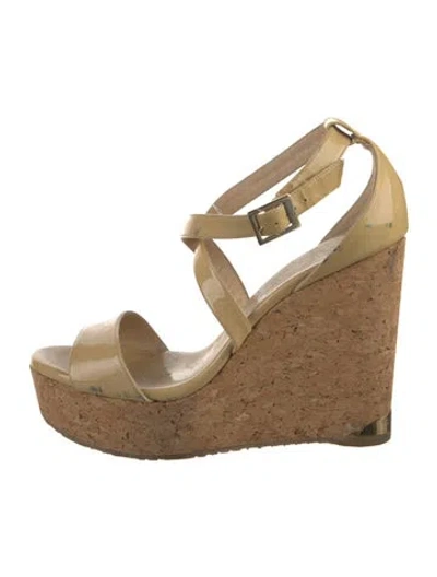 Pre-owned Jimmy Choo Patent Leather Espadrilles In Neutral