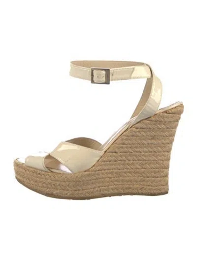 Pre-owned Jimmy Choo Patent Leather Espadrilles In Neutral