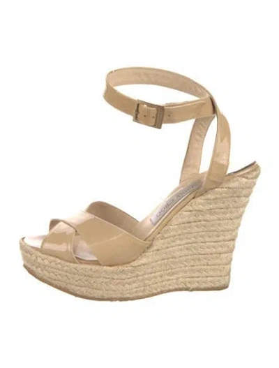 Pre-owned Jimmy Choo Patent Leather Espadrilles In Neutral