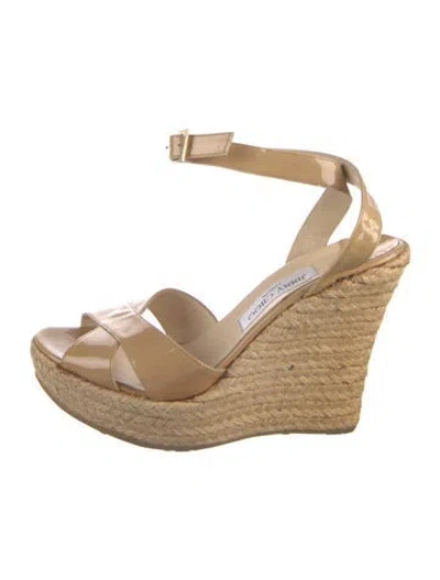 Pre-owned Jimmy Choo Patent Leather Espadrilles In Neutral