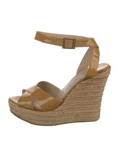 Pre-owned Jimmy Choo Patent Leather Espadrilles In Neutral
