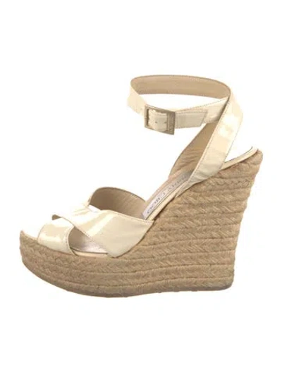 Pre-owned Jimmy Choo Patent Leather Espadrilles In Neutral