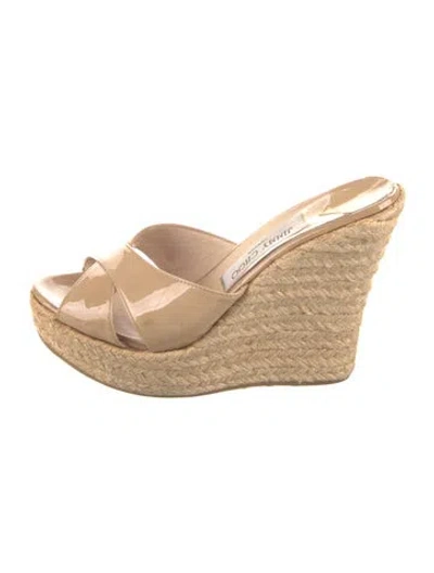 Pre-owned Jimmy Choo Patent Leather Espadrilles In Neutral