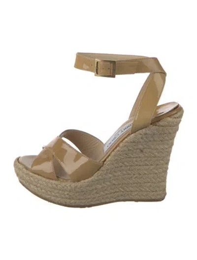 Pre-owned Jimmy Choo Patent Leather Espadrilles In Neutral