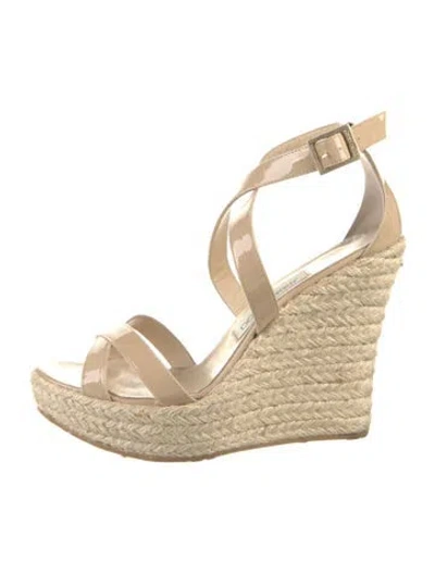 Pre-owned Jimmy Choo Patent Leather Espadrilles In Neutral