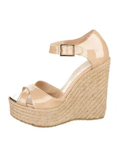 Pre-owned Jimmy Choo Patent Leather Espadrilles In Neutral