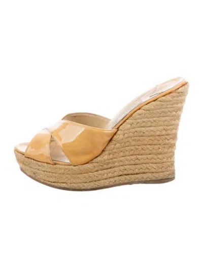 Pre-owned Jimmy Choo Patent Leather Espadrilles In Neutral