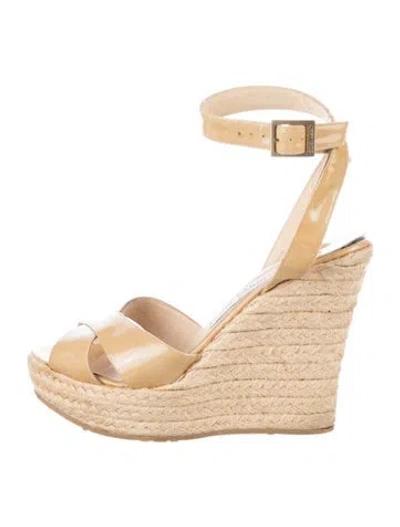 Pre-owned Jimmy Choo Patent Leather Espadrilles In Neutral