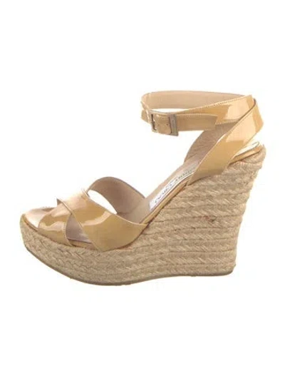 Pre-owned Jimmy Choo Patent Leather Espadrilles In Neutral